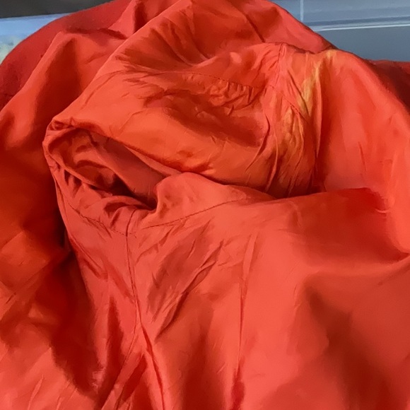 25. Vintage Retro 60s 70s Sears Red and Cream Pea Coat with Luxurious Fur Collar - Picture 15 of 16